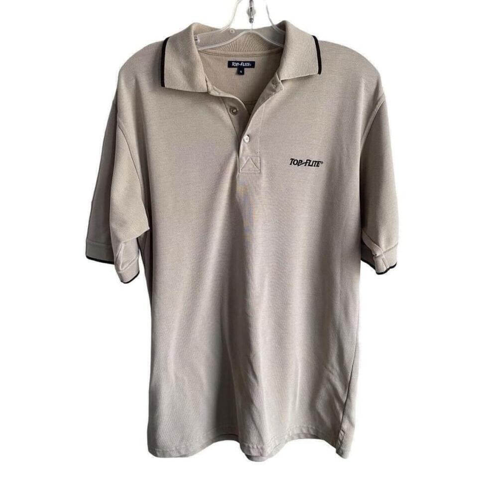 Top Flite by Spalding Golf Polo Shirt Fits Like Med/Lrg Mens Small Beige Light